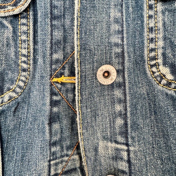 Lucky Brand Rare Embroidered Mushroom and Butterfly Denim Jacket size M Vtg Y2K - Picture 12 of 13